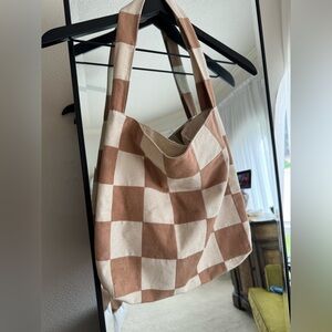 Pair Up Bag Brown White Checkered Bag Cotton